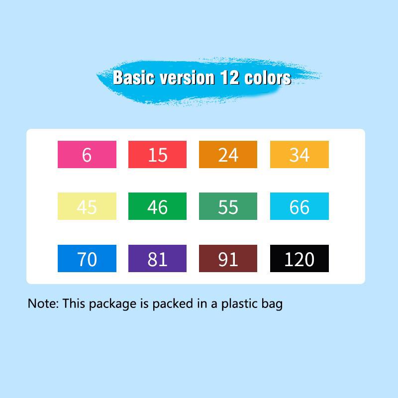 Spidol berbahan dasar minyak ujung ganda untuk lukisan anak-anak pena cat air 24-80 warna set pensil cat air lengkap 2 in 1 Markers Art Pen Plastik Stationery | Kekinian