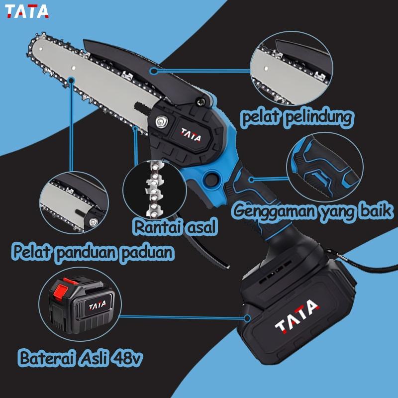 TATA gergaji listrik mini gergaji listrik tanpa kabel 8 Inch Gergaji listrik kecil rumah tangga/6 Inch 2 Baterai gergaji listrik genggam mini portabel Gergaji Listrik 48 Volt Chain Saw 4 Inch Chain Saw Cordless Gergaji Pemotong Kayu gergaji mesin min 2