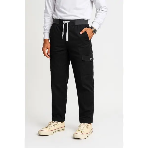 Celana Cargo Slimfit Pria Big Size 95Kg | Kain Katun Non Stretch Casual Cowok | Celana Panjang Pinggang Karet Melar Anti Sesak 3