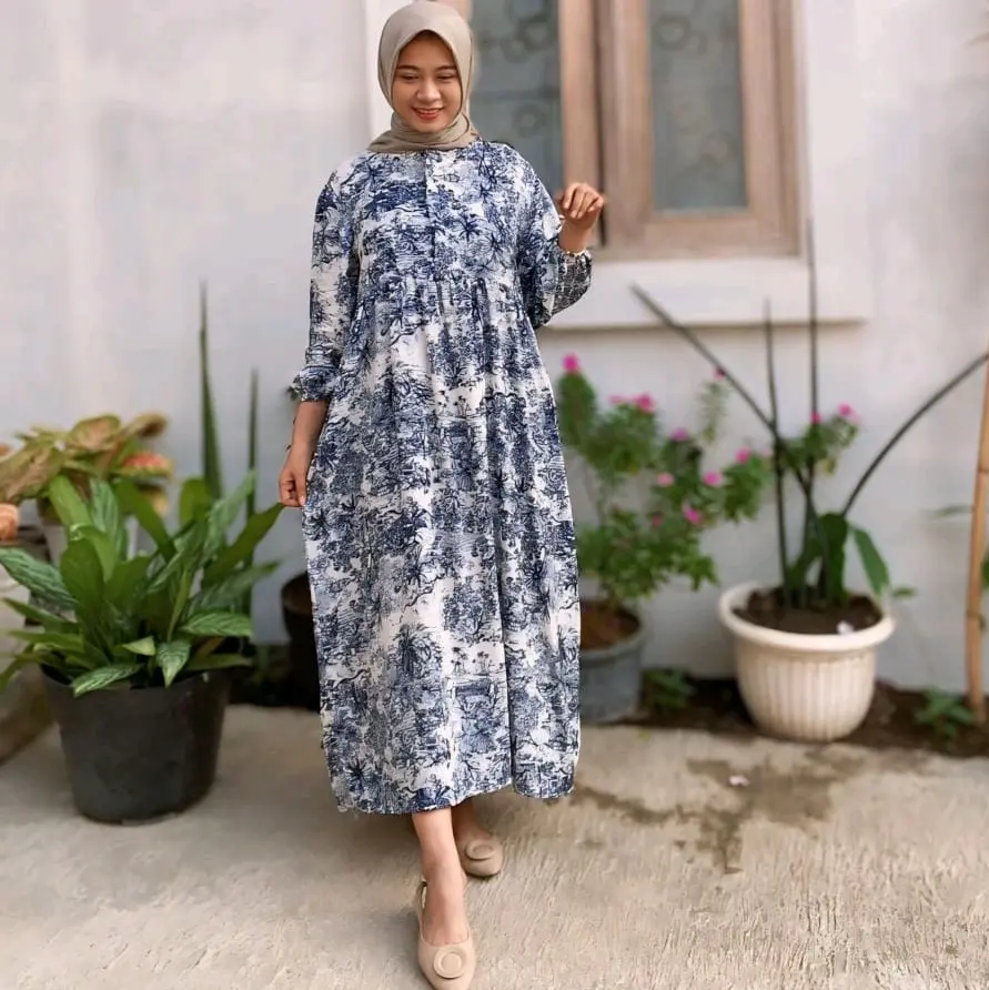 Midi rindang, midi dress viral, midi dress rayyon