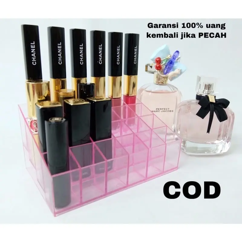 (VCM) kotak tempat lipstik acrylic lipstick storange 24 slot kotak lipstik tempat lipstik parfum 3