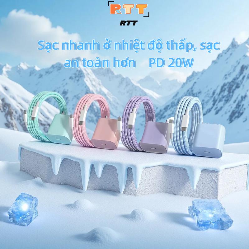  Bộ sạc nhanh 20W cho điện thoaị ip sạc 30p lên khoảng 60%. tương thích ip phụ kiện điện thoại ip6-14prmax. Bộ sạc và bộ chuyển đổi sạc dây dữ liệu bọc dù- chắc chắn,-không đứt-gẫy. hỗ trợ bảo hành- đổi trả hàng nhanh. 