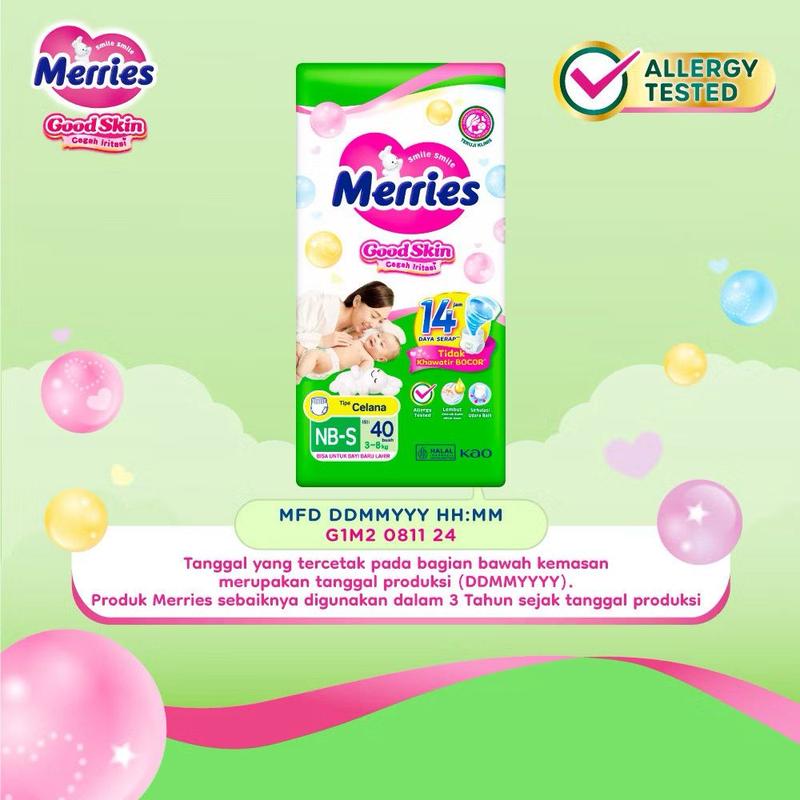 Merries Good Skin Pants Popok Bayi NB-S 40 (3-8kg) | Isi 40 Pcs | Anti Alergi 6