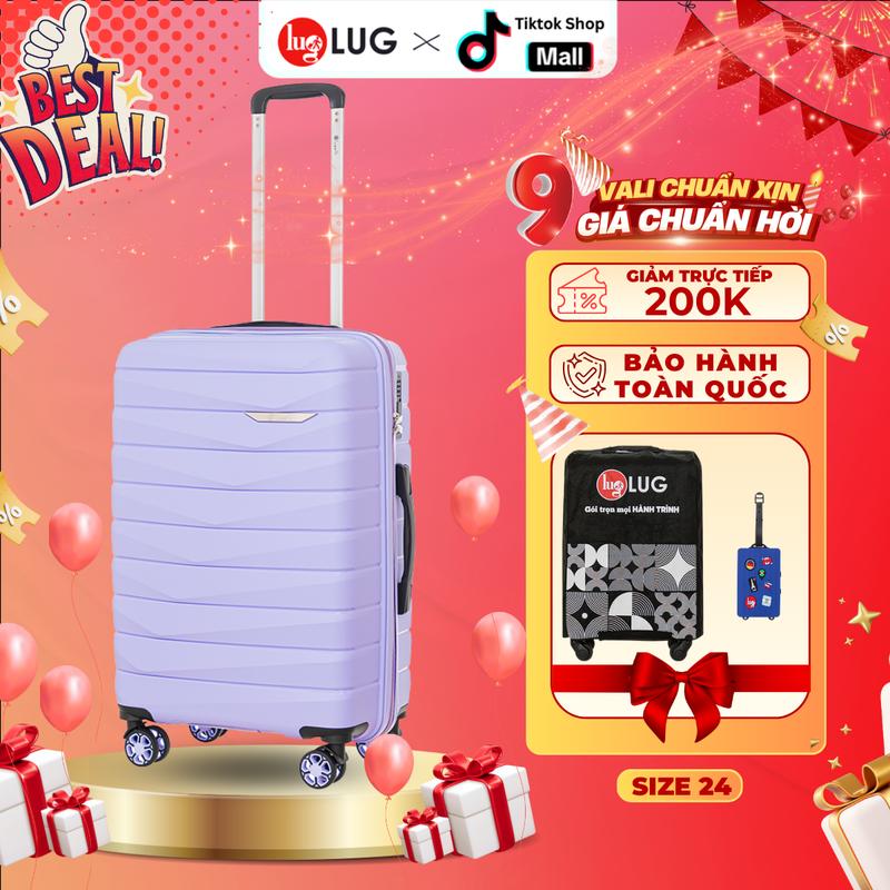 [GIẢM CHẤN ĐỘNG]  Vali Kéo Du Lịch Lusetti MP027 Size 24 Thương Hiệu LUG, Nhựa PP Chống Bể Vỡ, Khóa Số Âm Thông Minh - LUG