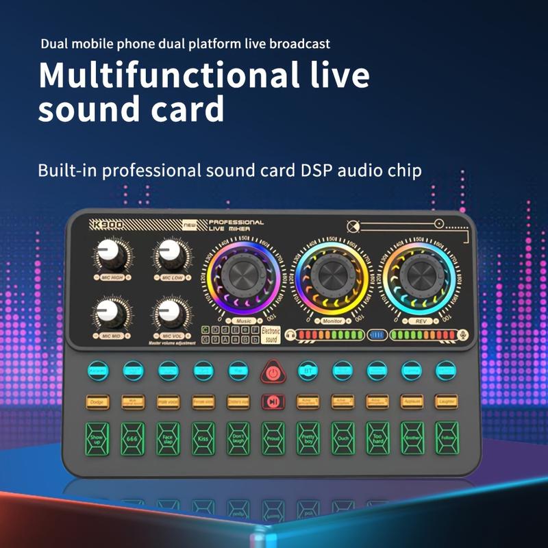 Pengadun Kad Bunyi, Hosabely SK900, Dengan Kesan Campuran DJ dan Penukar Kesan Bunyi, Sesuai untuk Karaoke, Penstriman Langsung, Rakaman dan Permainan amp  audio Laptop audio  processor 1