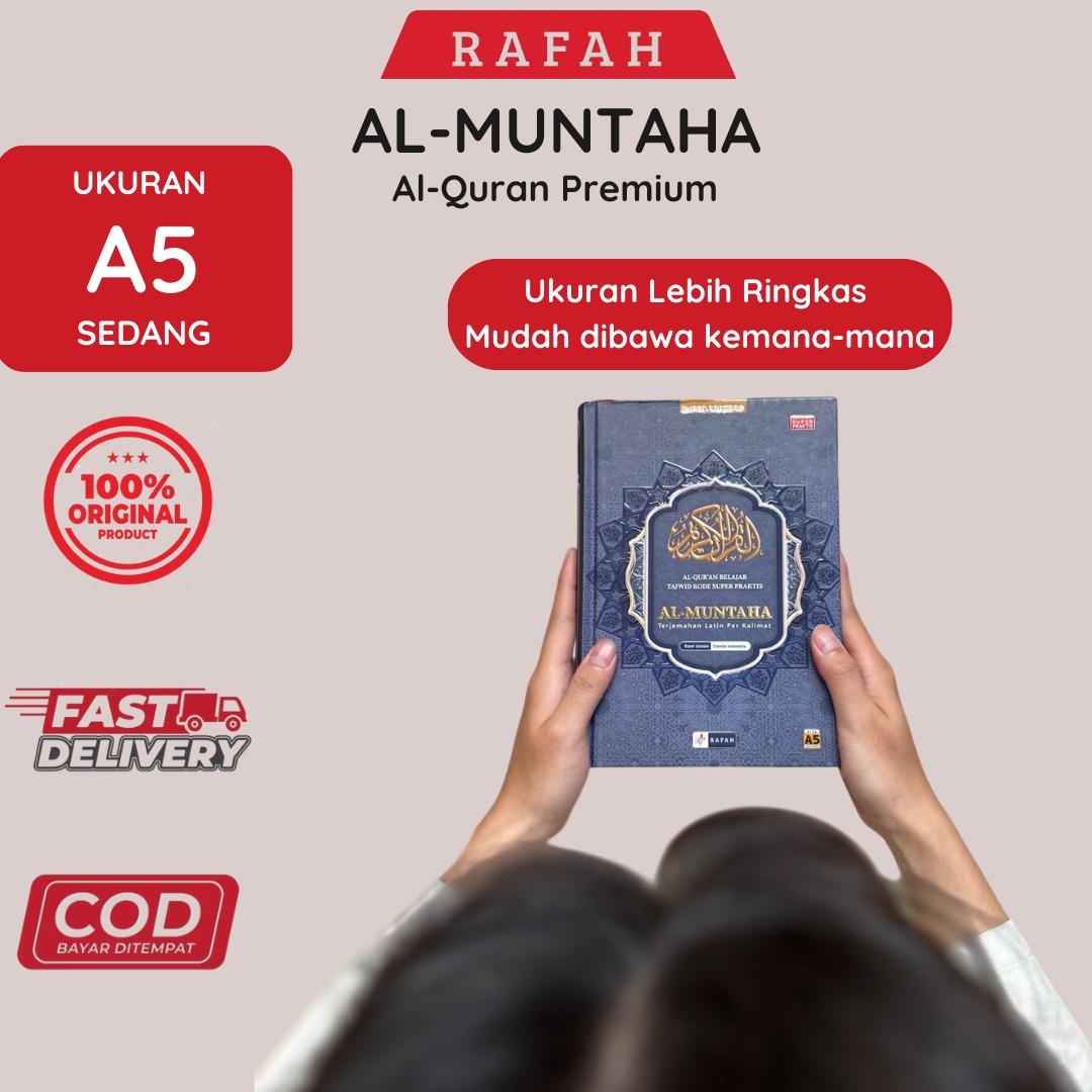 A5 Sedang Isi Penuh Warna Al-Muntaha Al-Qur'an Premium Terjemah Per Kalimat Hadits Pilihan Hardcover Elegan Bonus Tasbih Digital