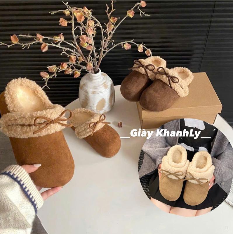 QCCC-SẴN HÀNG Dép sục lông cừu phối nơ hàng QCCC full box BOVI