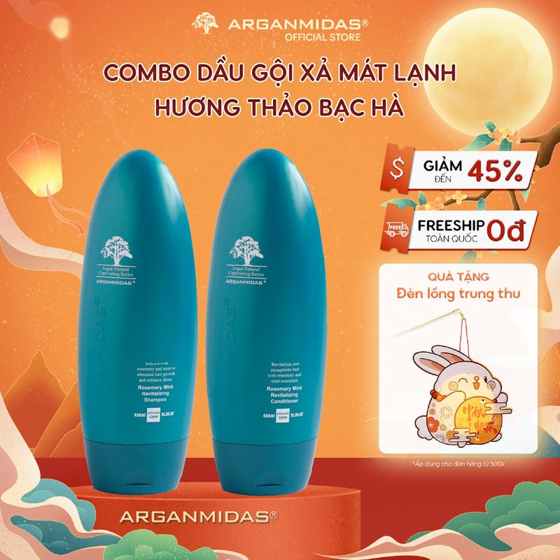 Combo gội xả tái tạo Hương Thảo Bạc Hà Arganmidas 450ml Dưỡng Tóc Dưỡng Tóc