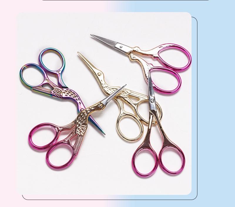 Product Introduction of Scissors Nail Art Manicure Tool Crane Shape Coloful Curved Head Eyebrow Chinese Style KOUDAN 16