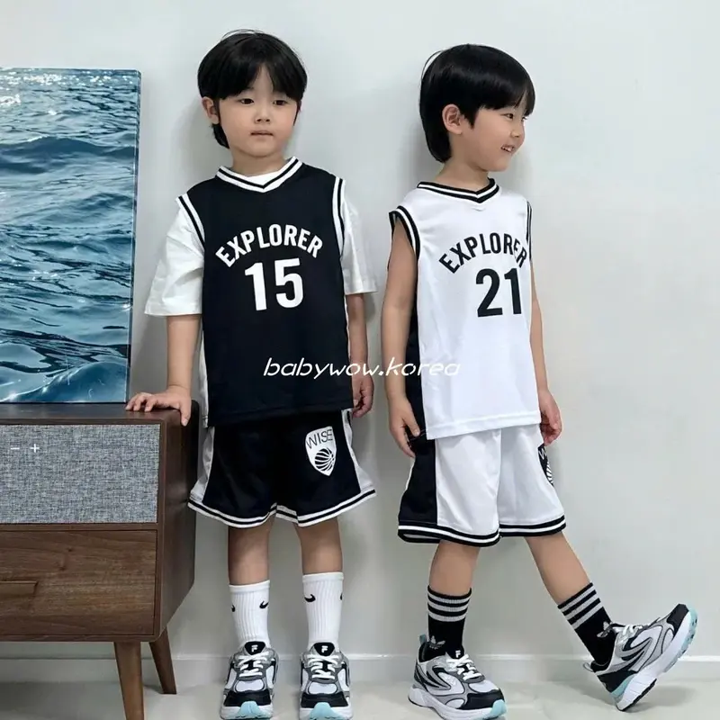 [Bokidstore] Bộ ba lỗ cho bé trai in số 21-15 mùa hè 2025 10-30kg, chất liệu thông hơi thể thao 6