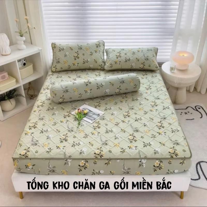  BỘ GA GỐI ĐŨI HÀN chất liệu cotton  bộ gồm 1 ga và 2 vỏ gối đầu nệm cao 5-10cm vừa  