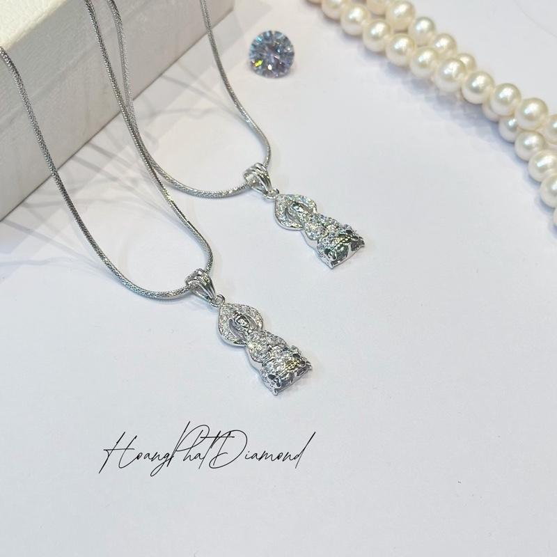 [ Hoàng Phát ] Trang Sức Dây Chuyền Bạc Ý 925 Dây Mì 4T5 (45cm) Mì Vuông Chạm K.C Lớn Phối Mặt Phật Xi Kim (P177)