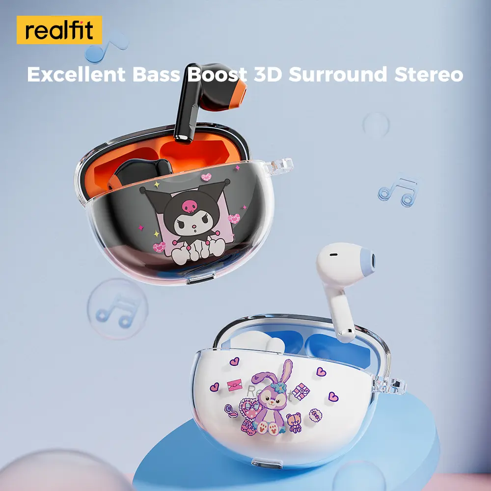 Tai Nghe Nhét Tai Nghe Bluetooth Realfit F2, Thiết Kế Hoạt Hình Dễ Thương, Đầy Màu Sắc, BT5.3, Tai Nghe Không Dây Mini, Có Mic | BigBuy360 - bigbuy360.vn