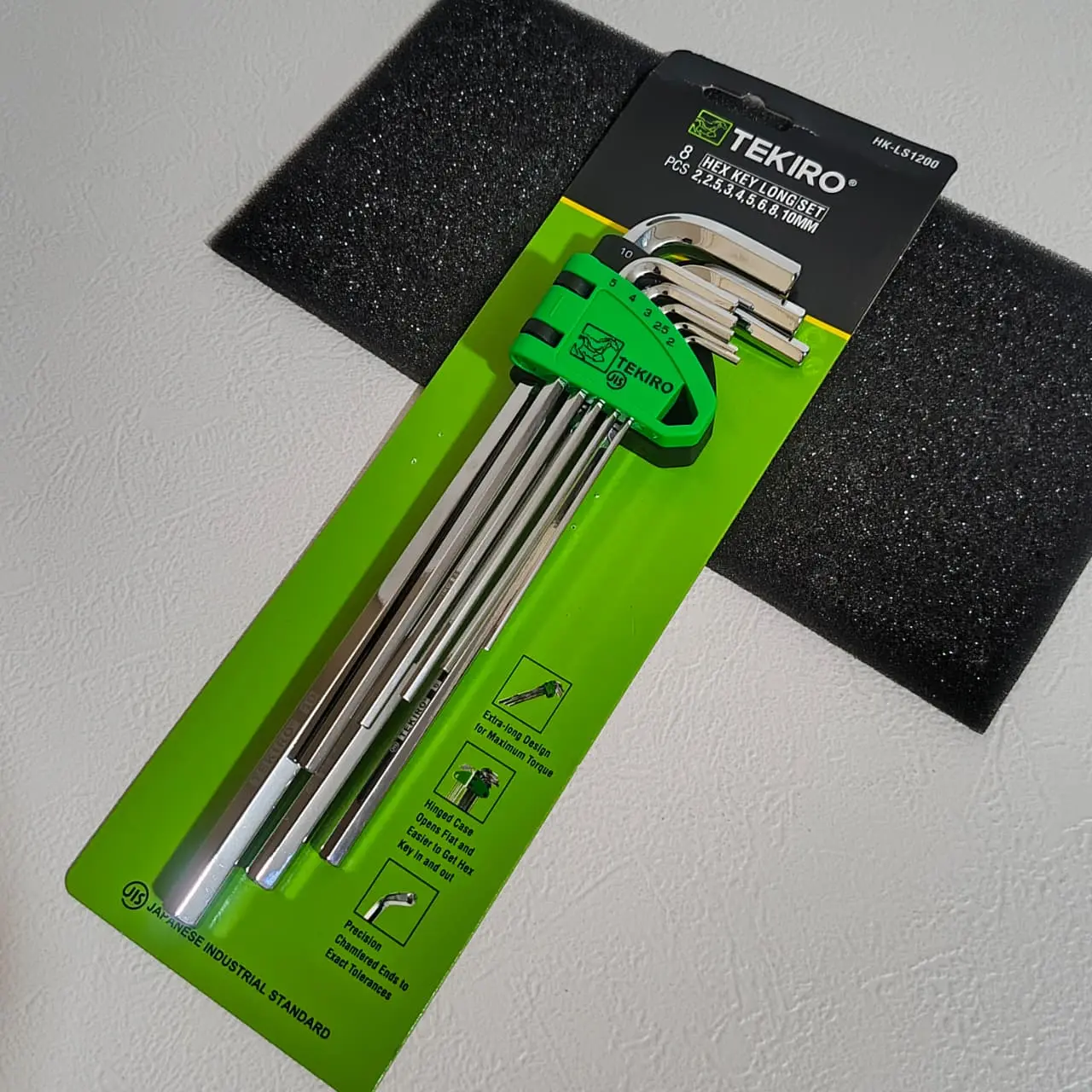 TEKIRO Kunci L Set 9 Pcs Panjang Extra Long Hex Key Set Original JLS Japanese HL-L41200 Chrome Vanadium 2mm-10mm JIS Standard