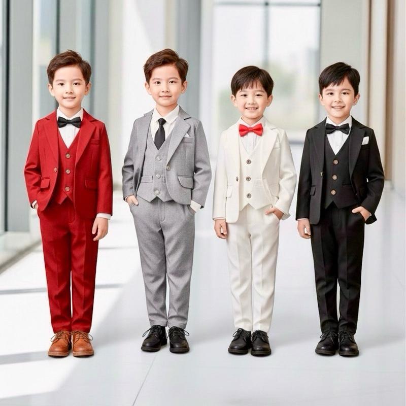   TẶNG ÁO THUN  Bộ Vest Bé Trai Cao Cấp Đi Dự Tiệc Lịch Lãm 6 Chi Tiết. 