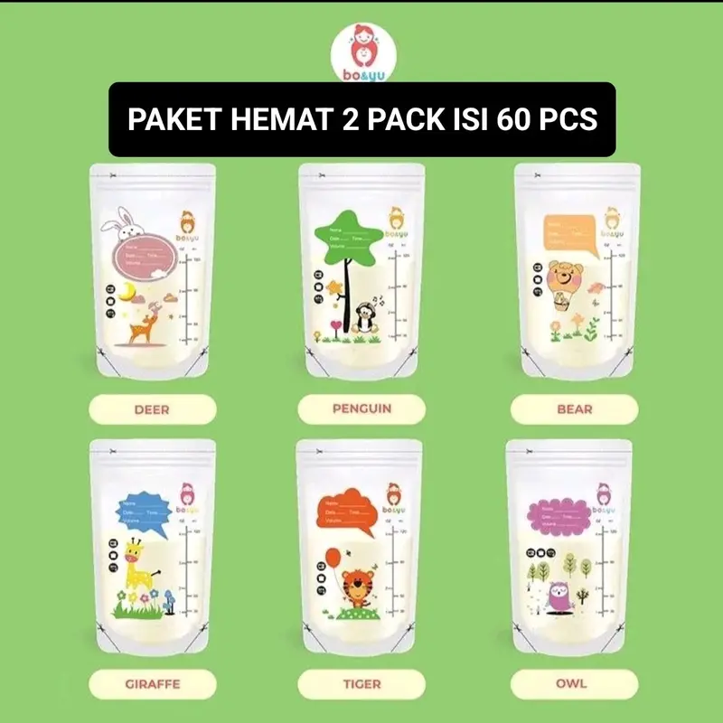 Kantong Asi 120 ml BO&YU - PAKET HEMAT 2 PACK ISI 60 PCS/ Breastmilk Storage BAG BPA FREE, KANTONG ASI/ PENYIMPANAN SUSU ASI/ TEMPAT SUSU ASI (PAKET HEMAT 2 PACK ISI 60) 0