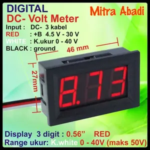 Voltmeter DC 0V-40V 0,56 inch (3 Kabel) + Frame