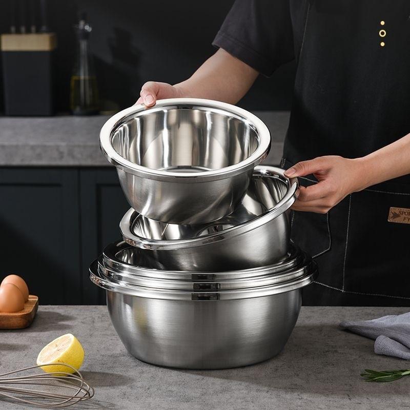 Thau inox sâu lòng đủ size 20-22-24-26-28cm chất liệu inox 304 dung tích lớn…