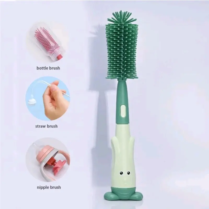 Sikat Botol Susu Bayi 3 in 1 Pembersih Alat Dot Balita Portable Biru & Pink RS-005-Biru/Pink - Bottle Cuci Brush 1