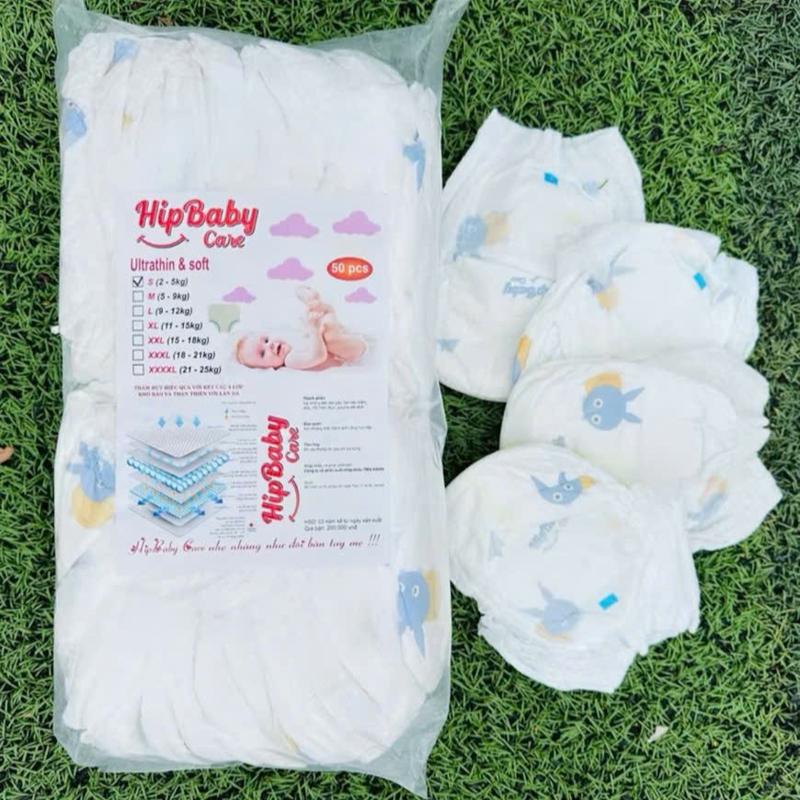 Combo ( 2 bịch) 100 miếng bỉm quần HipBaby /đủ S - 4XL Cho bé thấm hút 500-700ml