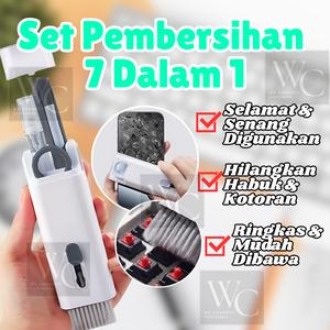 7IN1 Berus Pembersih Elektronik Papan Kekunci Komputer Skrin Telefon Fon Fan Tablet Alat Pelbagai Fungsi Penanggal Habuk Peralatan Rumah Keyboard Cleaner Cleaning Kit Cleaning Brush Earphone Tool Portable Dust Remover Accessories Maintenance Multifunction