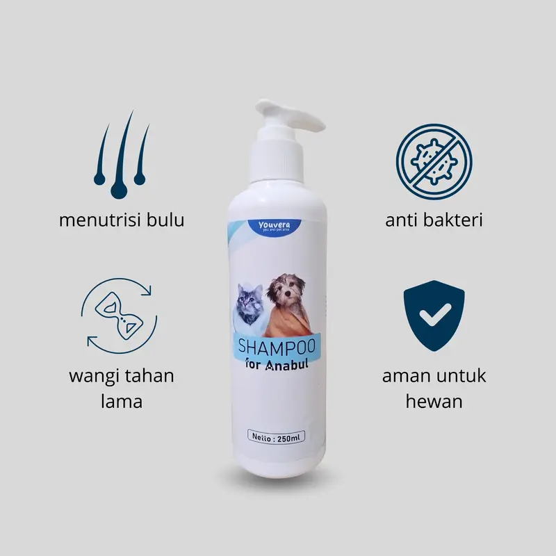 Shampoo Kucing Anjing Anti Jamur Dan Kutu Sampo Kucing Bulu Halus Dan Lebat Shampo Kucing Anti Bakteri 250ml - Youvera 1