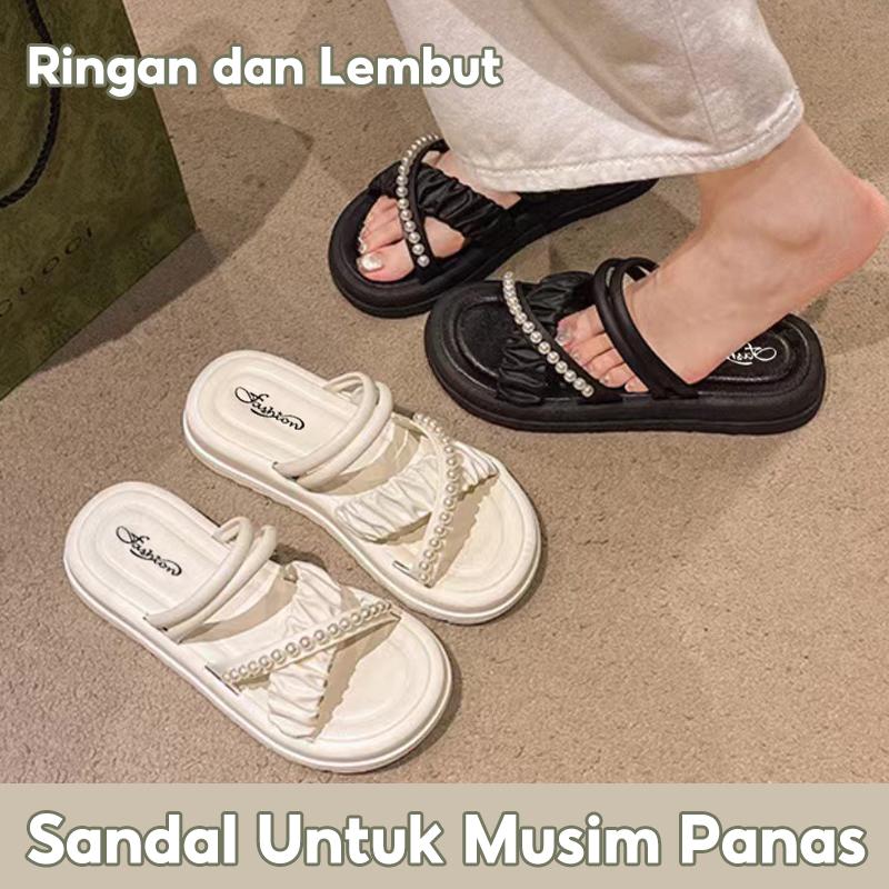 Sandal Bersol Platform Untuk  Wanita Modis Sandal Rumah Bersol Tebal Serbaguna Sandal Anti Selip Gaya Korea 8