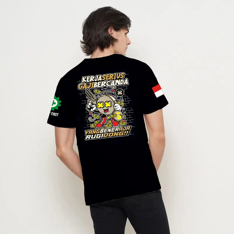 KAOS PRIA KERJA SERIUS GAJI BERCANDA 2 | SIMPLE  DINAMIS  DAN MEMBERIKAN KESAN KASUAL 3