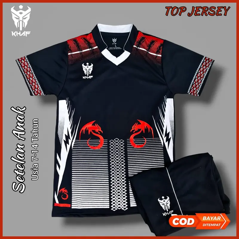 jersey 1set anak anak umur 7-14thn terbaru bermotif dragon 0