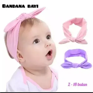 Bandana Bayi Pita Kelinci Model Simpul Polos untuk Anak Perempuan / headband baby newborn