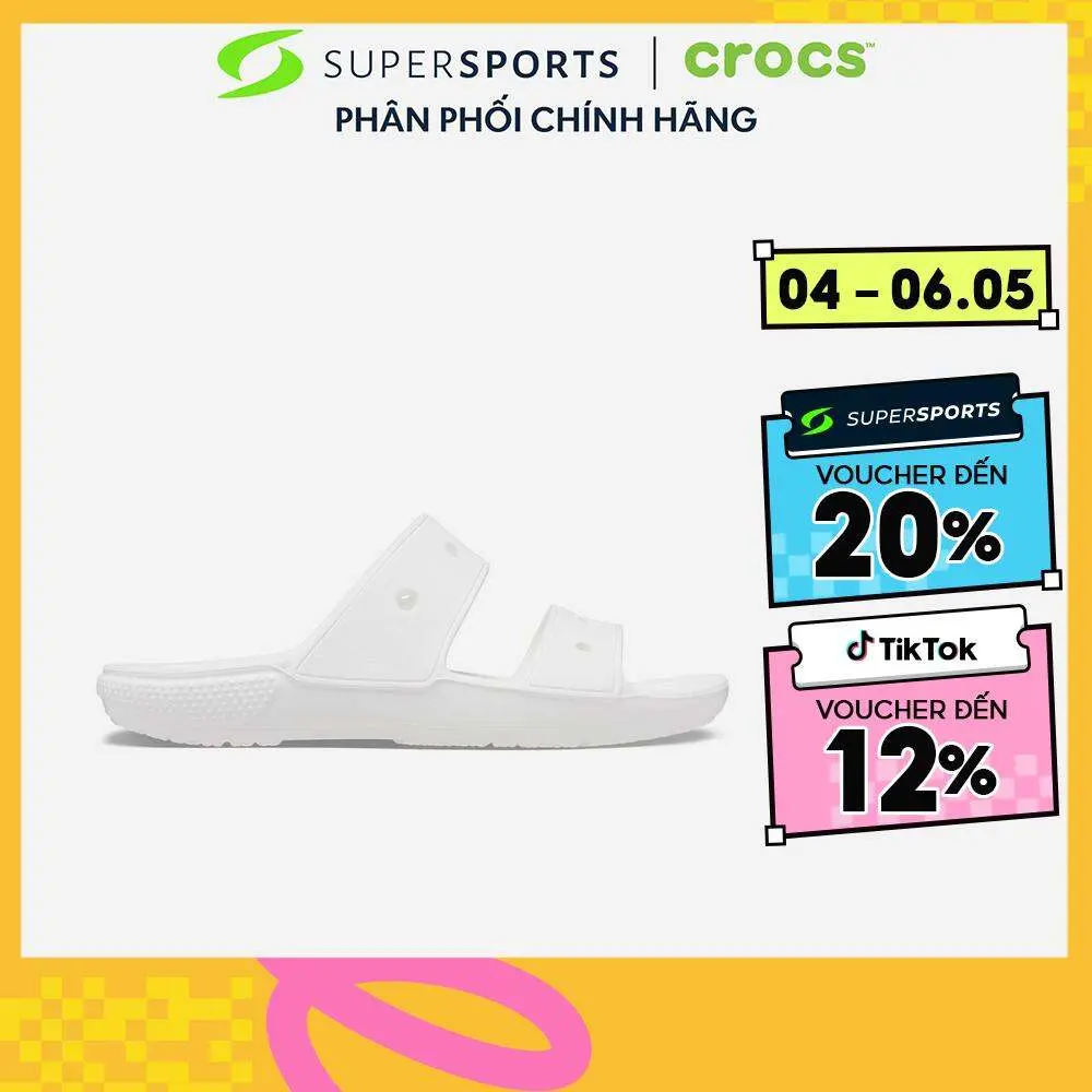 Dép quai ngang unisex Crocs Classic Sandal U White - 206761-100 Đế Bằng LSW306