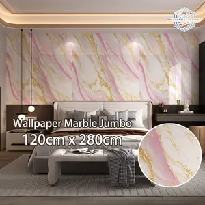 Wallpaper dinding Vinyl Marble 1.2 x 2.8 Meter Tebal 2.5mm / Wallpaper Dinding Motif Vinyl Marble Foam Roll Sticker Kamar Dekorasi PET  Marmer Pvc Cadangan Stiker backdrop tv house skin