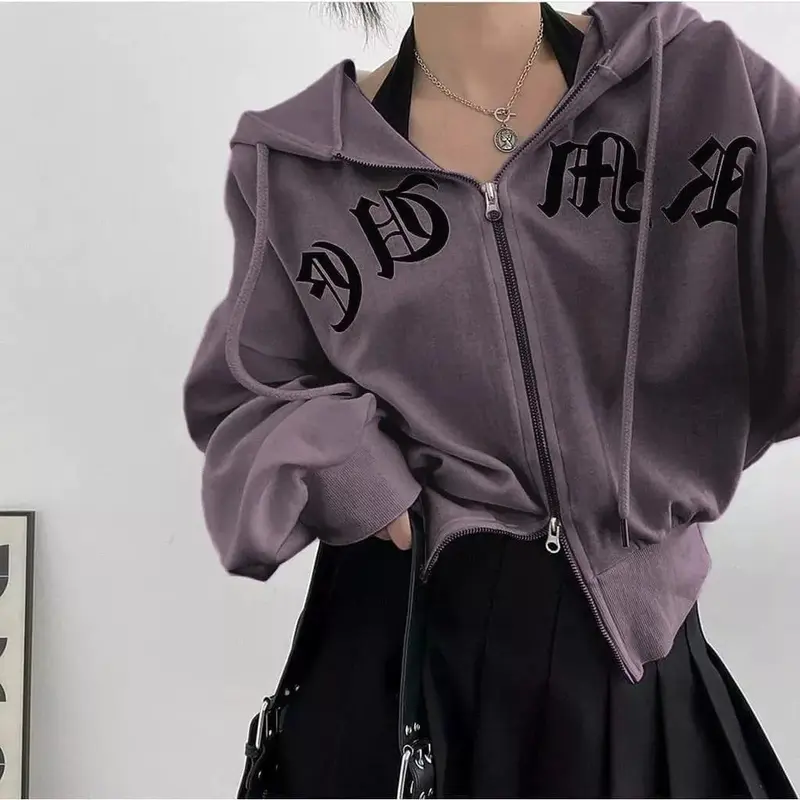 Hoodie JAPANESE Ziper Wanita Oversize | Jaket Sweater Double Ziper Wanita Korean Style 4