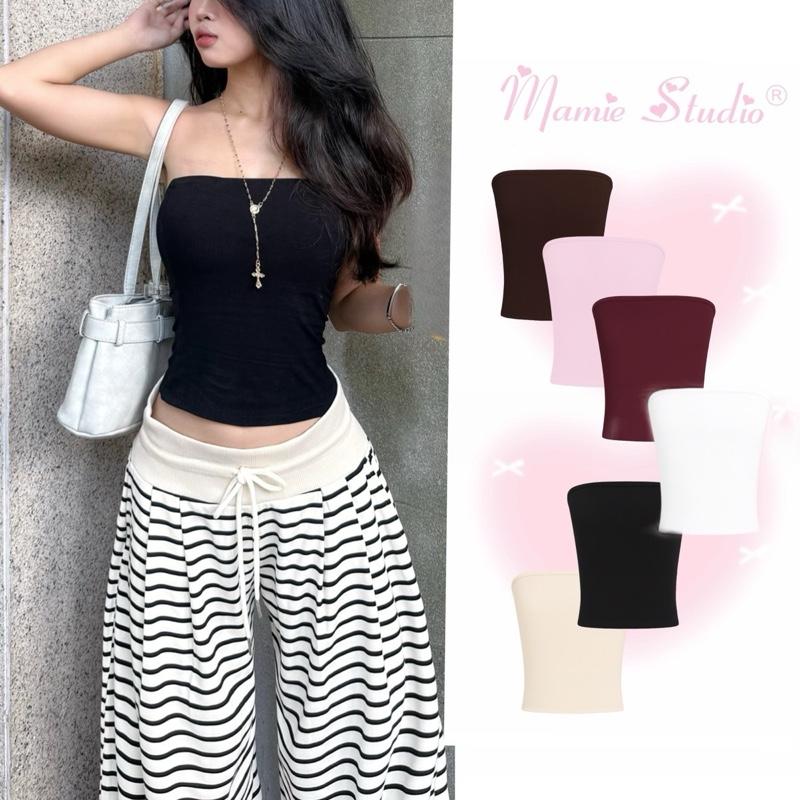  Áo ống Mamie ôm body  2 lớp k lộ  áo basic nhiều màu co giãn 4 chiều mịn mát. 