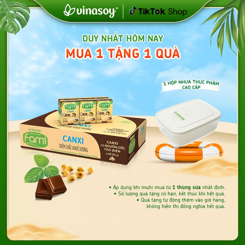 Thùng sữa đậu nành Fami Canxi Vị sô cô la hộp (36 hộp x 200ml)