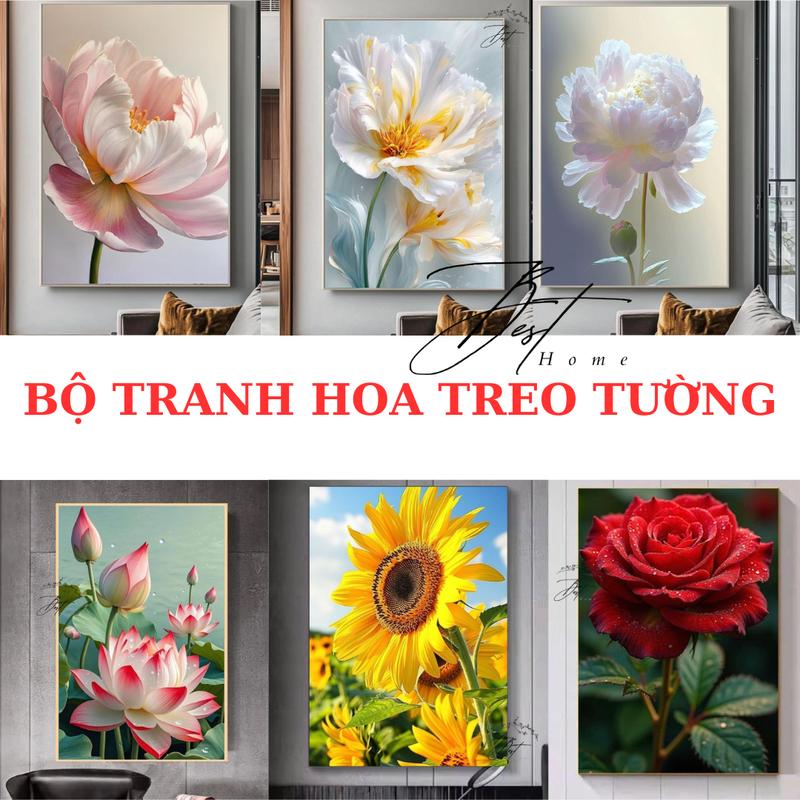 BÁN CHẠY Tranh Treo Tường Chất Liệu Tráng Gương Hoa Hồng & Mẫu Đơn Kích Thước Lớn Sang Trọng Trang Trí Phòng Khách & Phòng Ngủ Tranh Decor Cao Cấp