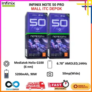 Infinix Note 50 Pro [8/256GB] | MediaTek Helio G100 Ultimate | 144Hz 6.78'' AMOLED Display | 5200 mAh | Garansi Resmi