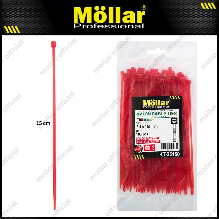 Gambar MOLLAR 89-123 Kabel Ties Merah 2.5 x 150 mm Nylon Cable Tie - 100 pcs - 93-170 dari Mollar Kota Cirebon Tokopedia