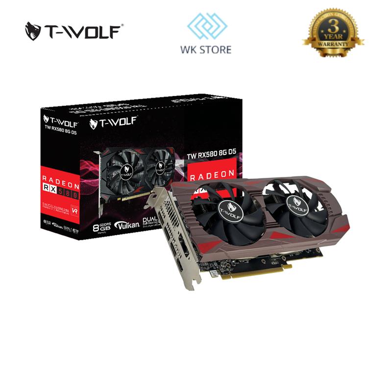Card Màn Hình VGA T-Wolf RX 580 8GB GDDR5 | HDMI, DP | Mới BH 36T