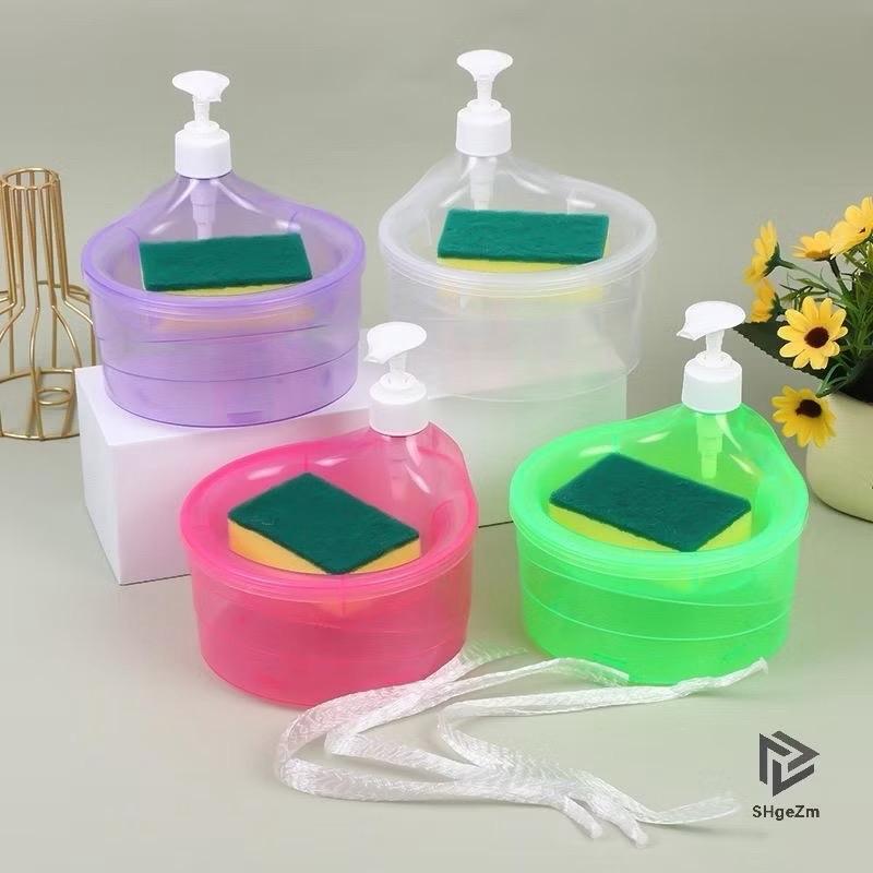 Khay đựng xà phòng rửa chén bát kèm miếng rửa bát hộp chứa nước rửa chén dung dịch rửa tay có vòi tiện lợi