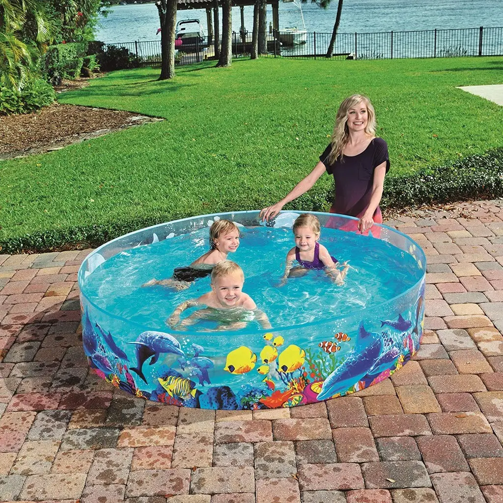 Kolam renang anak tanpa pompa Bestway 122cm 55028 - Kolam karet Asli dino turtle kuning pasir mainan anak