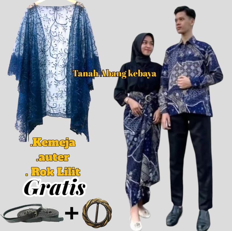 Couplean Lengkap (Kemeja Lengan Panjang+Outer Dan Rok Lilit Batik) Kekinian untuk Acara FORMAL I Kondangan I Wisudah Dan Free Ring 8