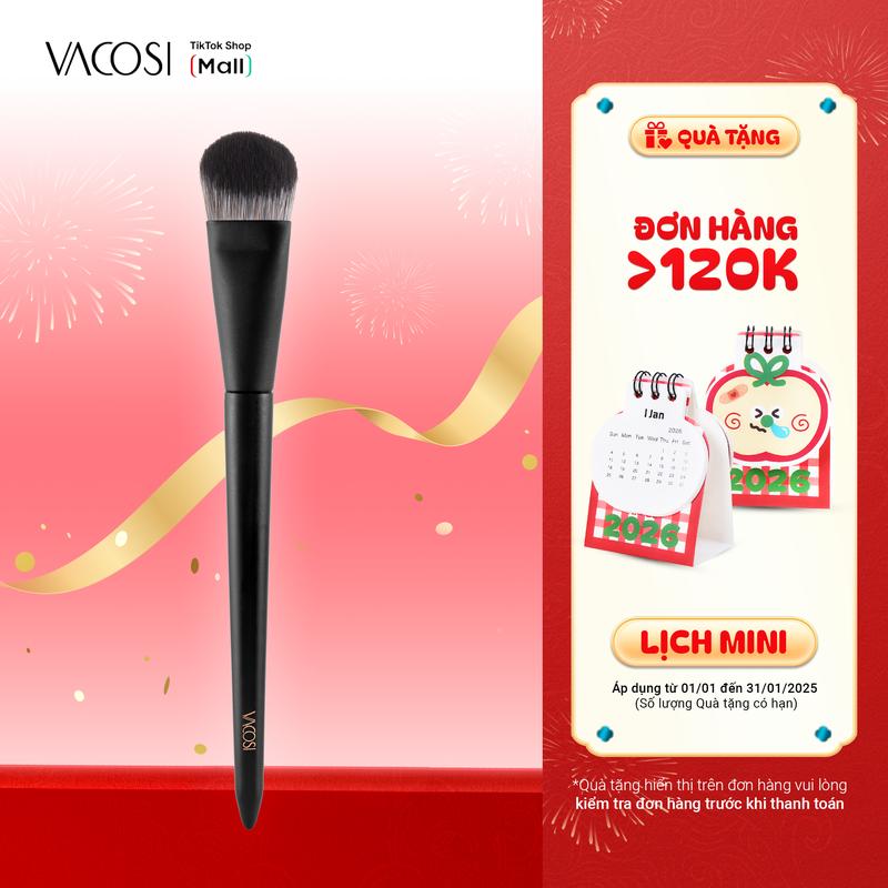  Cọ Nền Vát Xéo VACOSI Lông Cọ Mềm Mịn Đa Năng Từ Nền Đến Má Hồng Kem F12-Y24 