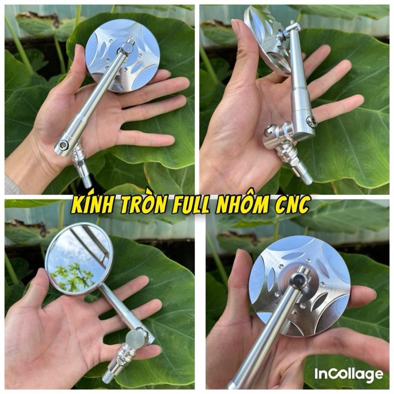 Kính Tròn Xoay Gập Full Nhôm CNC Ốc inox 304 Gắn Cho Tất Cả Dòng Xe