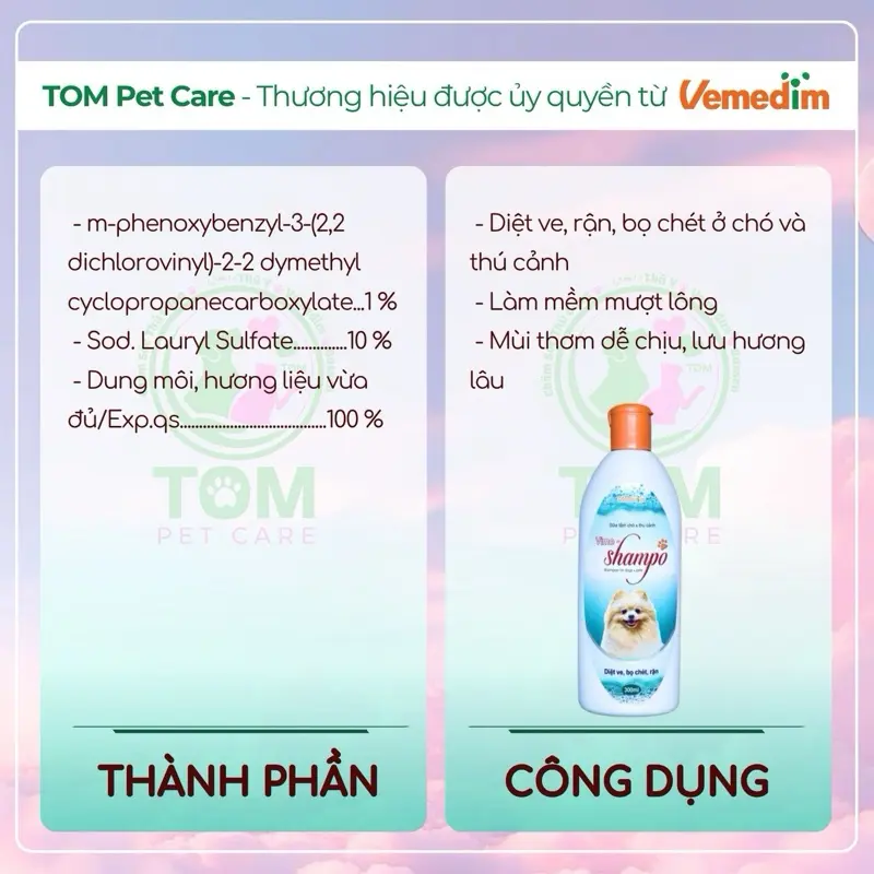 Vime shampo sữa tắm chó mèo: sạch ve, giảm ngứa, khử mùi, thơm lâu. dung tích 300ml 1