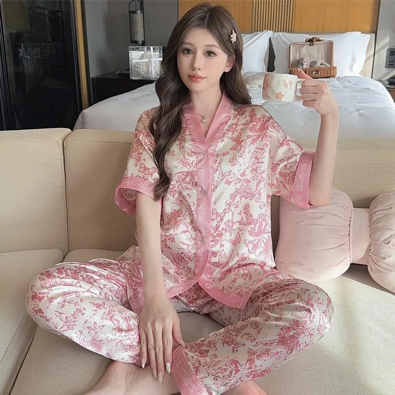 Baju Tidur Piyama Premium Wanita Dewasa Celana Panjang Baju Tidur Satin Bahan Lembut & Adem Fit to 5XL