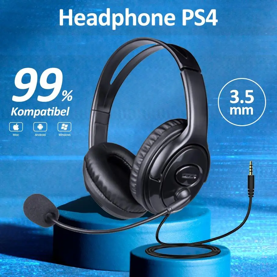 Bonkyo Headset komputer USB yang dipasang di kepala, headset permainan berkabel, headset telepon Headphone Putih Colokan Earphones