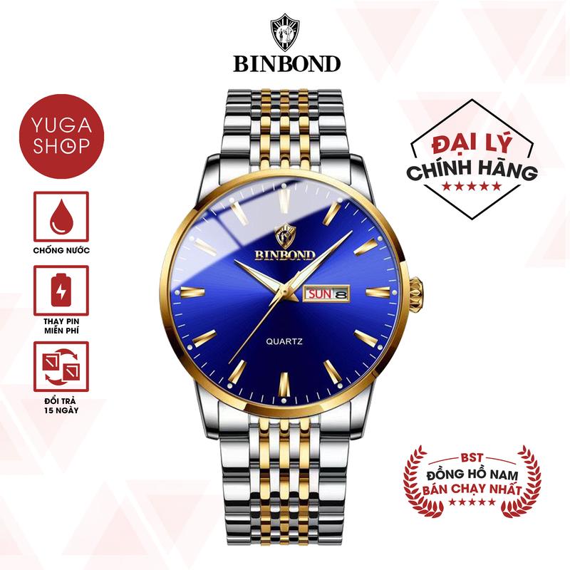 Đồng Hồ Nam Binbond I10 Dây Thép Đúc Khóa Đôi, Có Lịch Ngày Thứ, Chống Nước , TẶNG FULL BOX HỘP CHÍNH HÃNG, DỤNG CỤ THÁO DÂY, PIN ĐỒNG HỒ DỰ PHÒNG ( SỐ LƯỢNG QUÀ TẶNG CÓ HẠN )