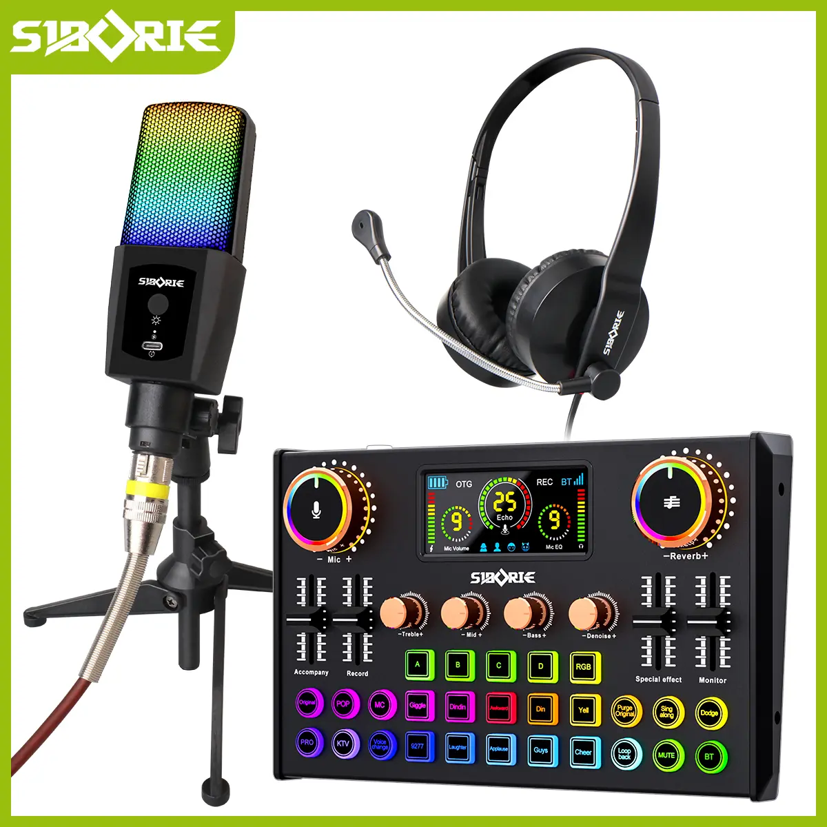 Siborie【COD】H600 Soundcard+ML3 Mic+H2 Headphone Full Set 3 in 1 For Streaming Langsung