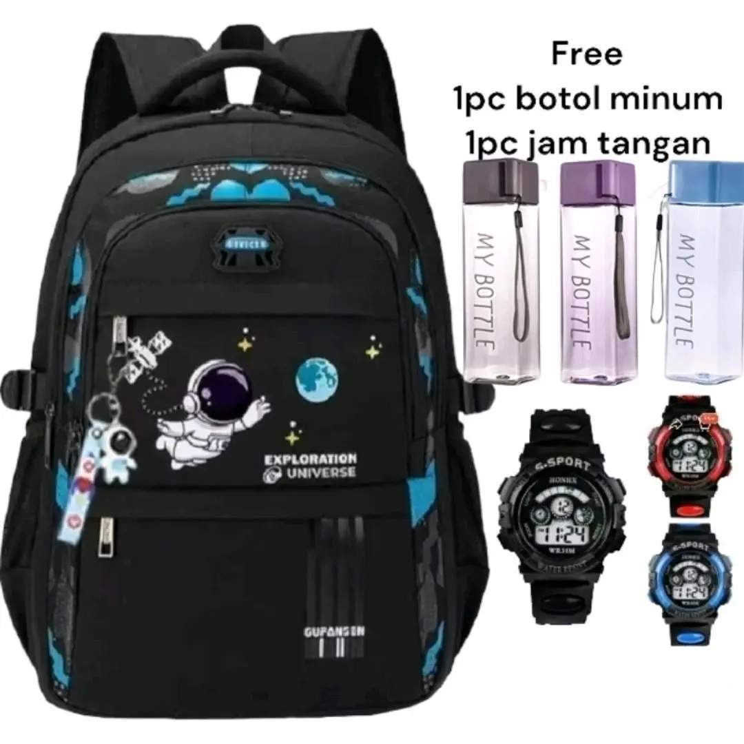 Tas sekolah anak laki laki Motif astronot tas ransel untuk anak SD SMP Fashion dapat diperluas manis dasar dicuci dengan tangan saja tahan air atletis tasse kolahanak t as